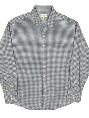 Peter Millar Summer Comfort Dress Shirt Lightweight Stretch Check Blue XL